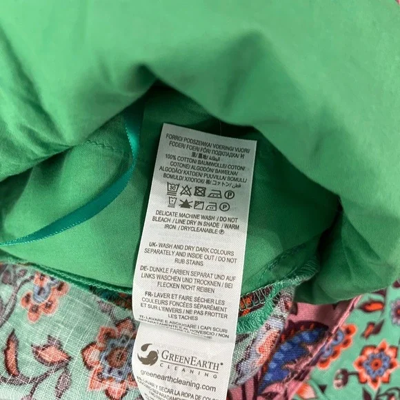 Boden Cross Over Linen Jumpsuit Womens 4 Green Pink Floral‎ Sleeveless Boho NEW - Picture 10 of 13